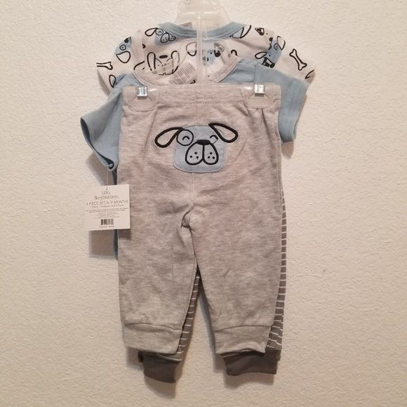 NWT little Beginnings Doggy 4 piece set (1 tshirt, 1 bodysuit, 2pants) - Picture 2 of 7